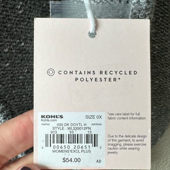 LC Lauren Conrad Knitted Raglan Sweater Heather Grey Size 0X NWT - Picture 6 of 8